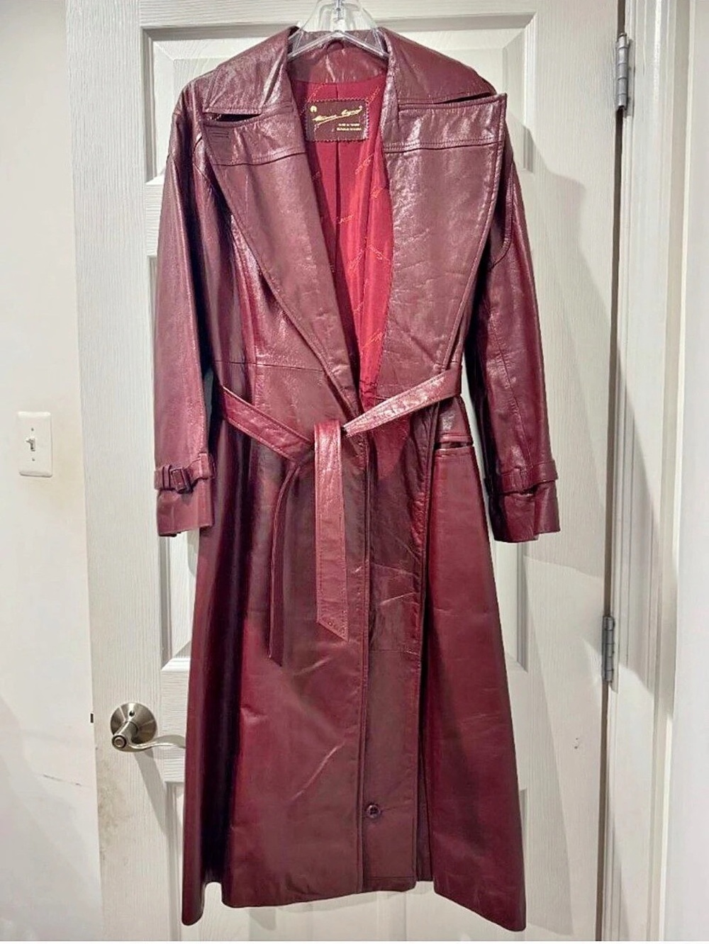 Etienne Aigner Vintage Burgundy Leather Trench Coat
